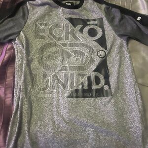 Ecko Unlimited Charcoal and Black Long Sleeve Tee